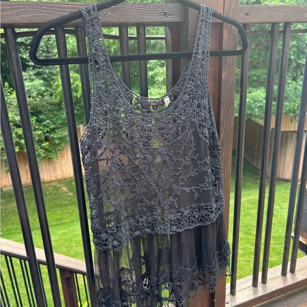 Dex Charcoal Black Crochet Top